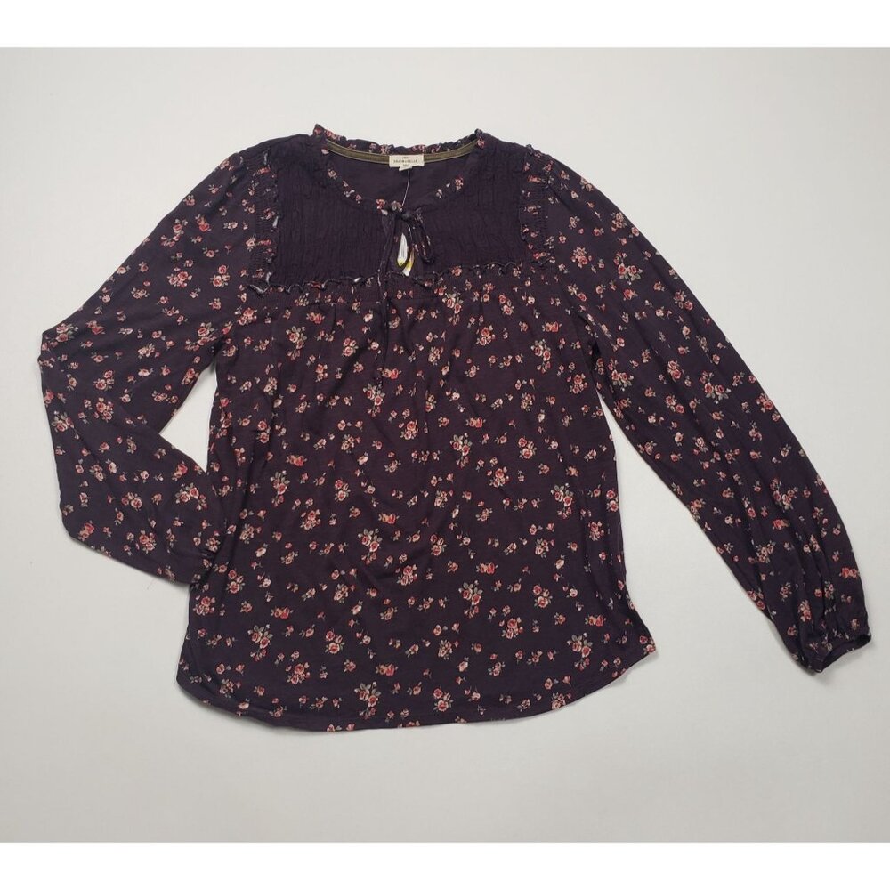 Mason & Belle Floral LS Blouse Women's Size Medium Plum Cottagecore Grandmacore - Picture 3 of 14